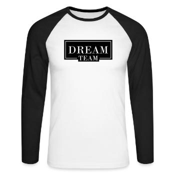 Dream Team - Unisex Baseballshirt langarm - Weiß/Schwarz - Vorne - Nik (191cm)