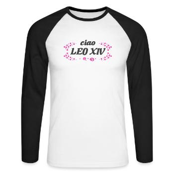 ciao Leo XIV - Unisex Long Sleeve Baseball T-Shirt - white/black - Front - Nik (191cm)