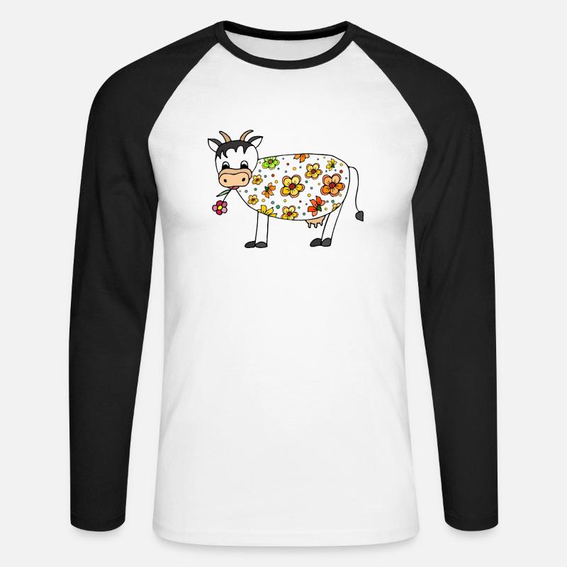 Kuh - Unisex Baseballshirt langarm - Weiß/Schwarz