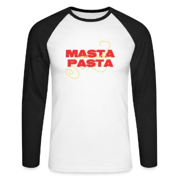 Pâtes italiennes pures - T-shirt baseball manches longues Homme - blanc/noir - Devant - Nik (191cm)