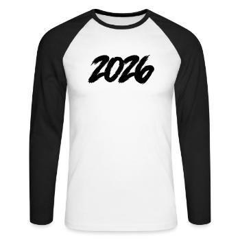 2026 - Unisex Long Sleeve Baseball T-Shirt - white/black - Front - Nik (191cm)
