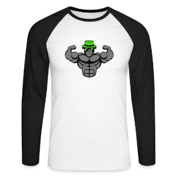 strong gorilla - Unisex Baseballshirt langarm - Weiß/Schwarz - Vorne - Nik (191cm)