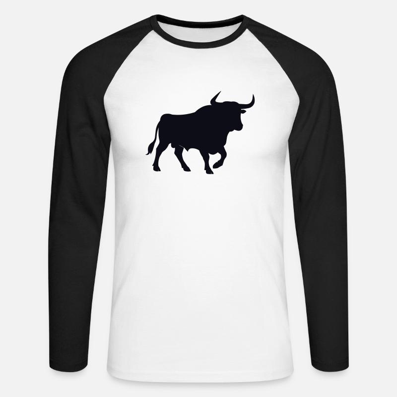 bull - Unisex Long Sleeve Baseball T-Shirt - white/black