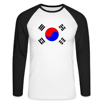 KoreanFlag - T-shirt baseball manches longues Homme - blanc/noir - Devant - Nik (191cm)
