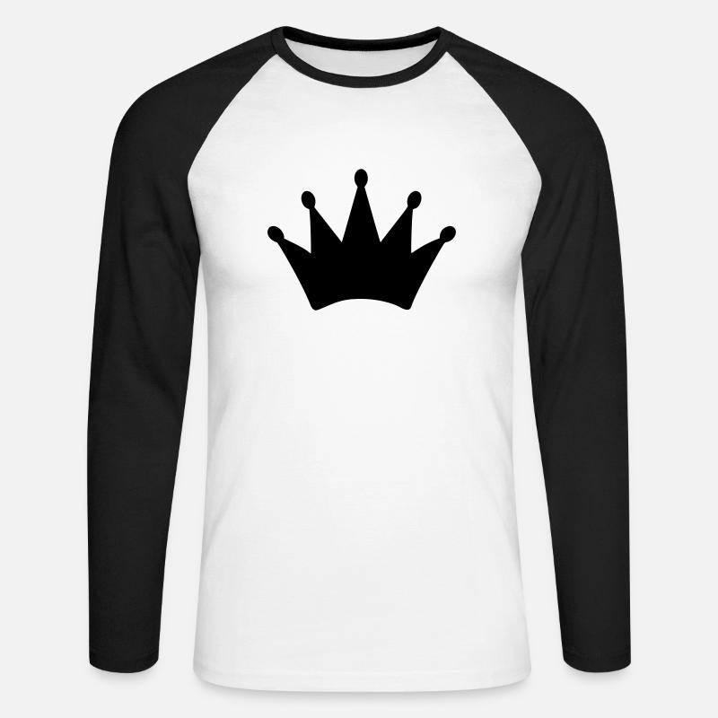 krone - Unisex Baseballshirt langarm - Weiß/Schwarz