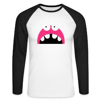 Monster face yap - Unisex Long Sleeve Baseball T-Shirt - white/black - Front - Nik (191cm)