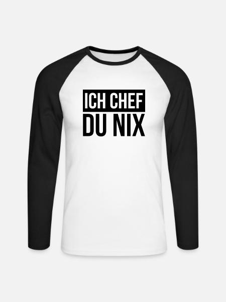 Ich Chef du Nix - Unisex Baseballshirt langarm - Weiß/Schwarz