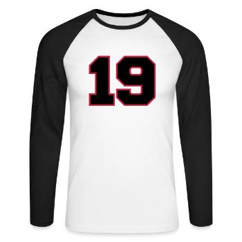 Number19 - T-shirt baseball manches longues Homme - blanc/noir - Devant - Nik (191cm)