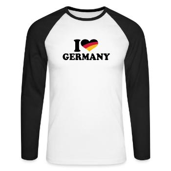 I love Germany - Unisex Baseballshirt langarm - Weiß/Schwarz - Vorne - Nik (191cm)
