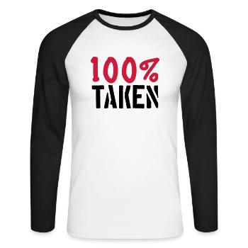100 pour cent taken pardon amour amour couple pae - T-shirt baseball manches longues Homme - blanc/noir - Devant - Nik (191cm)