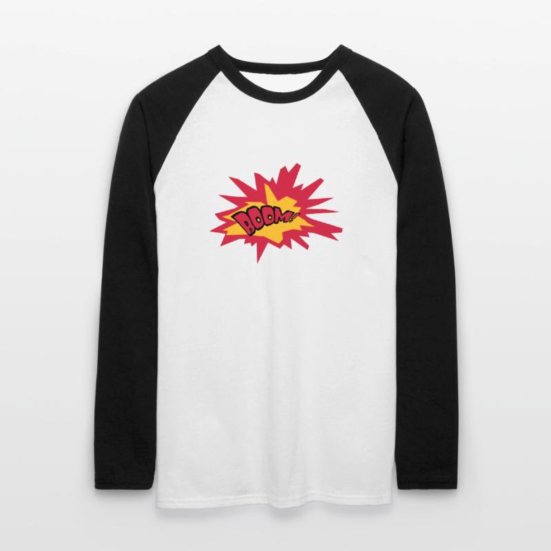 boom text fire flame hot tnt dynamite explode Unisex Long Sleeve Baseball T-Shirt