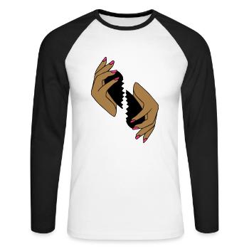 broken heart - Unisex Long Sleeve Baseball T-Shirt - white/black - Front - Nik (191cm)