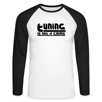Tuning is not a crime - Unisex Baseballshirt langarm - Weiß/Schwarz - Vorne - Nik (191cm)