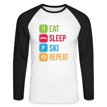 Manger sommeil Ski Répéter - T-shirt baseball manches longues Homme - blanc/noir - Devant - Nik (191cm)