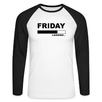Friday loading… 1c - Unisex Baseballshirt langarm - Weiß/Schwarz - Vorne - Nik (191cm)