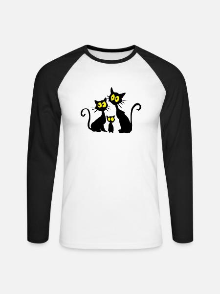 Katzen - Unisex Baseballshirt langarm - Weiß/Schwarz