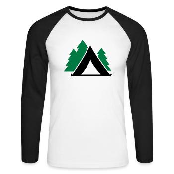 Zelt - Unisex Baseballshirt langarm - Weiß/Schwarz - Vorne - Nik (191cm)