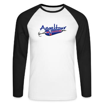 angeltour_norwegen_3c - Unisex Baseballshirt langarm - Weiß/Schwarz - Vorne - Nik (191cm)