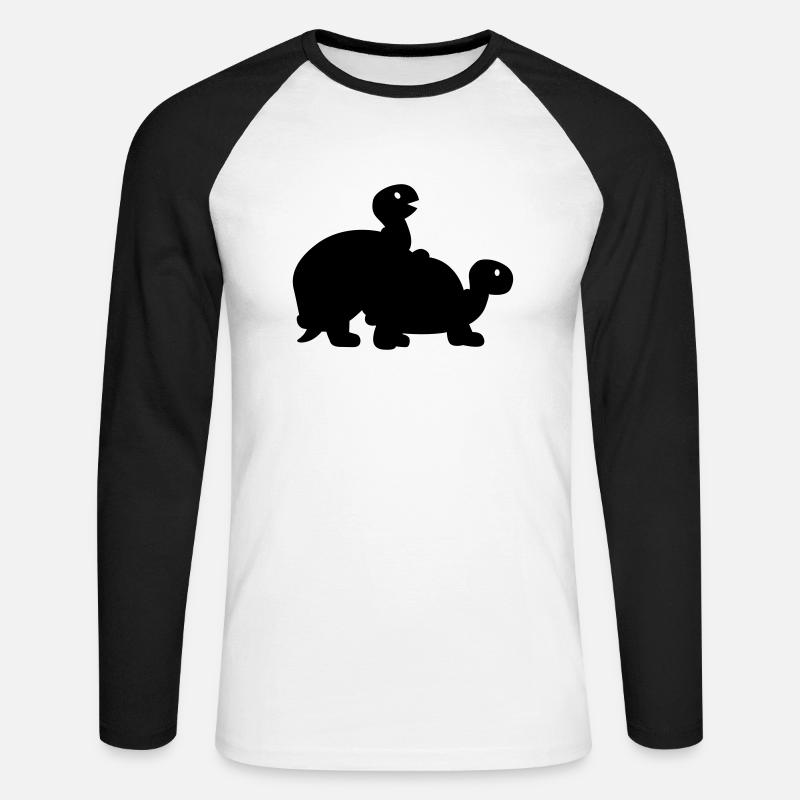 Schildkröte - Unisex Baseballshirt langarm - Weiß/Schwarz
