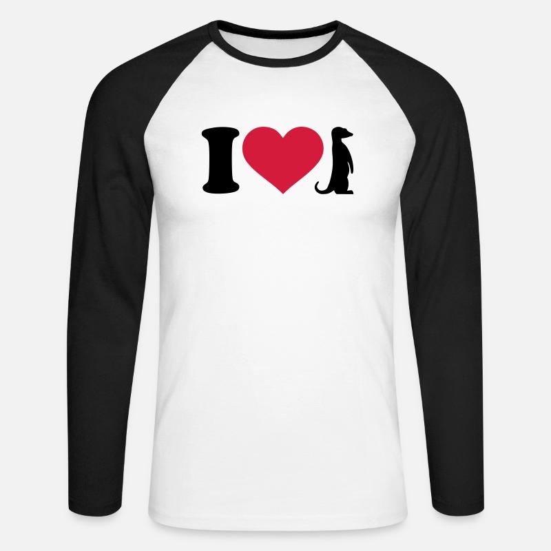 Erdmännchen - Unisex Baseballshirt langarm - Weiß/Schwarz