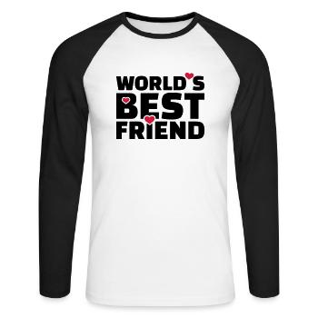Freund - Unisex Baseballshirt langarm - Weiß/Schwarz - Vorne - Nik (191cm)