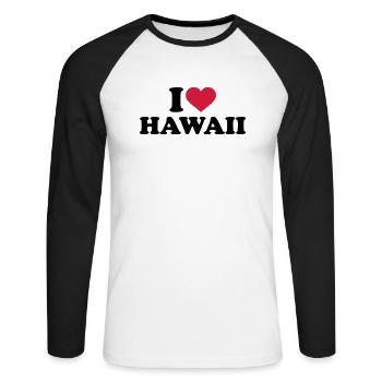 I love Hawaii - T-shirt baseball manches longues Homme - blanc/noir - Devant - Nik (191cm)