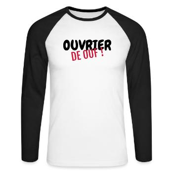 Maneuver / Builder / Manöver / Manoeuvre - Unisex Long Sleeve Baseball T-Shirt - white/black - Front - Nik (191cm)