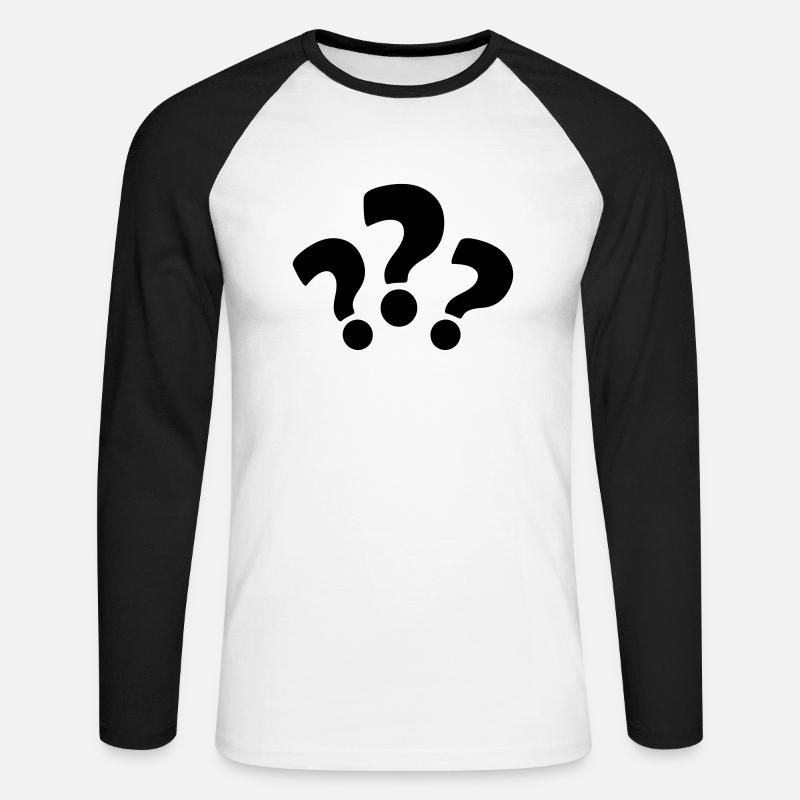 fragezeichen_2 - Unisex Baseballshirt langarm - Weiß/Schwarz