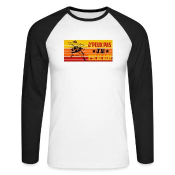 J'peux pas j'ai escalade vintage - T-shirt baseball manches longues Homme - blanc/noir - Devant - Nik (191cm)