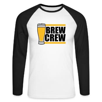 Bierglas Brew Crew Spruch - Unisex Baseballshirt langarm - Weiß/Schwarz - Vorne - Nik (191cm)