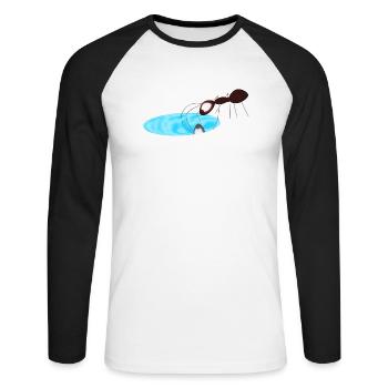 Fourmi - T-shirt baseball manches longues Homme - blanc/noir - Devant - Nik (191cm)