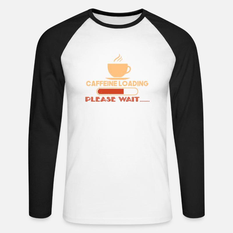 KOFFEINLADUNG BITTE WARTEN - Unisex Baseballshirt langarm - Weiß/Schwarz