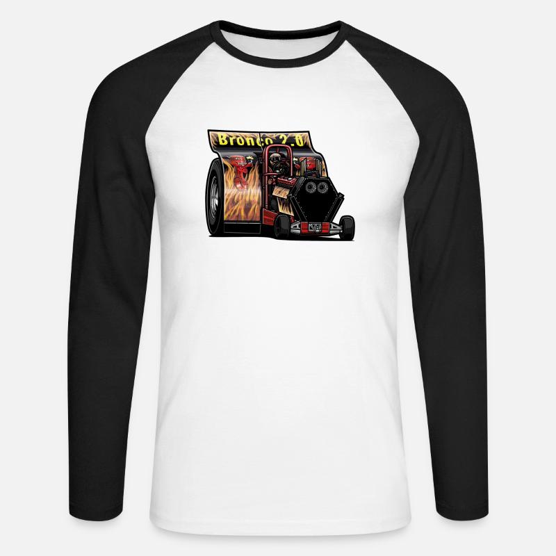 Tractor Pulling // Illustration - Unisex Long Sleeve Baseball T-Shirt - white/black