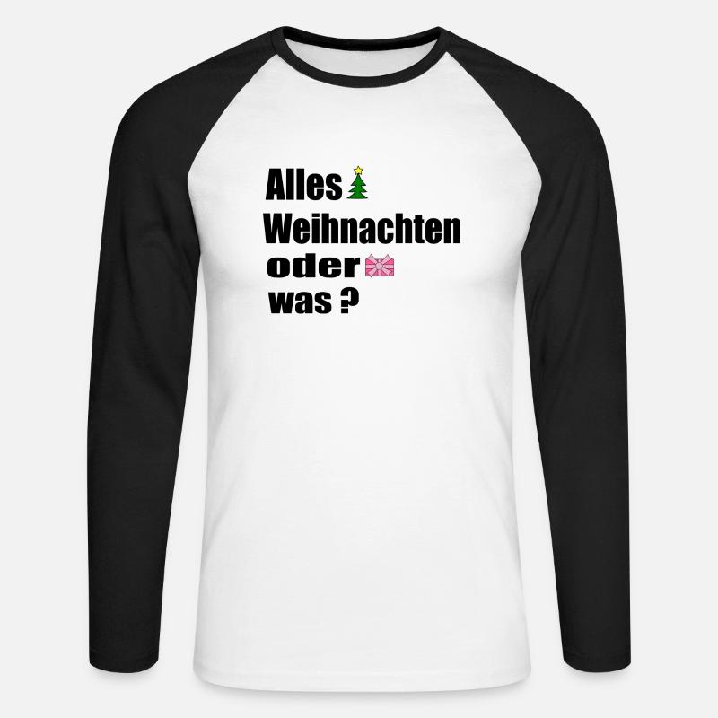 Alles Weihnachten oder was - Unisex Baseballshirt langarm - Weiß/Schwarz