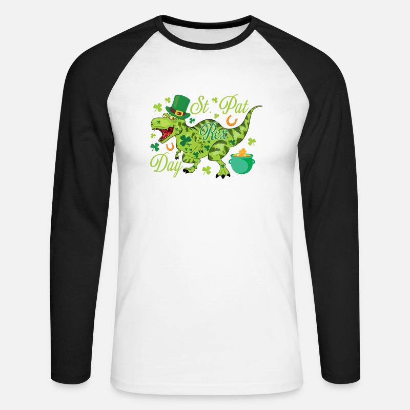 St. Patrick's Day T-Rex - Unisex Baseballshirt langarm - Weiß/Schwarz