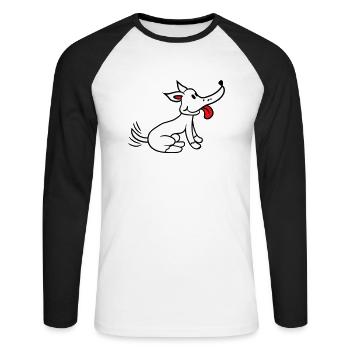 Dog wagging excited cute happy - Unisex Long Sleeve Baseball T-Shirt - white/black - Front - Nik (191cm)
