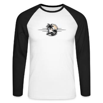 Palmier d’été de l’île - T-shirt baseball manches longues Homme - blanc/noir - Devant - Nik (191cm)
