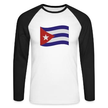 Cuba - T-shirt baseball manches longues Homme - blanc/noir - Devant - Nik (191cm)