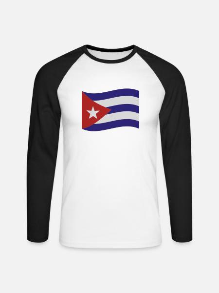 Cuba - T-shirt baseball manches longues Homme - blanc/noir