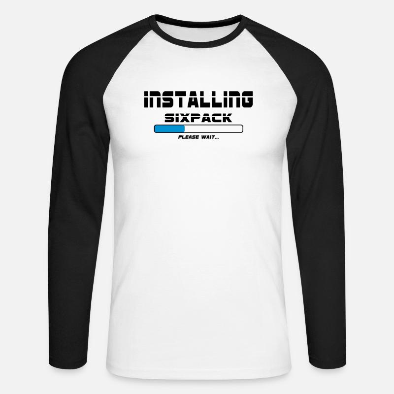 installing sixpack - Unisex Baseballshirt langarm - Weiß/Schwarz