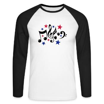Noten und Sterne 3c - Unisex Baseballshirt langarm - Weiß/Schwarz - Vorne - Nik (191cm)