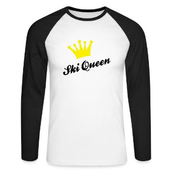 Ski - Unisex Baseballshirt langarm - Weiß/Schwarz - Vorne - Nik (191cm)
