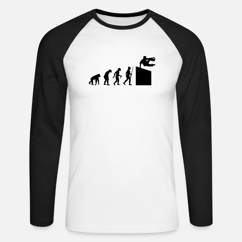 Evolution - Unisex Baseballshirt langarm - Weiß/Schwarz
