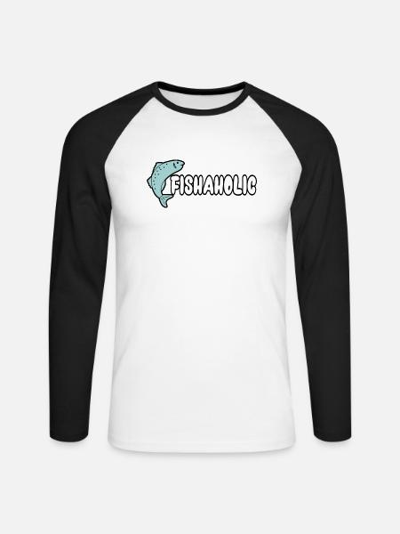 Fishaholic - Unisex Baseballshirt langarm - Weiß/Schwarz