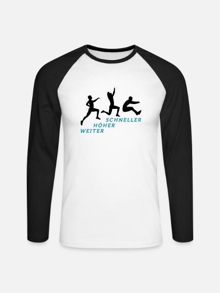 Weitsprung 12 2017 2c 02 - Unisex Baseballshirt langarm - Weiß/Schwarz