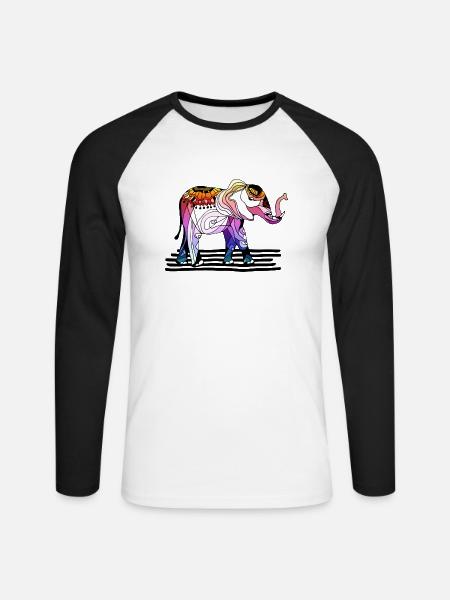 elephant - Unisex Long Sleeve Baseball T-Shirt - white/black