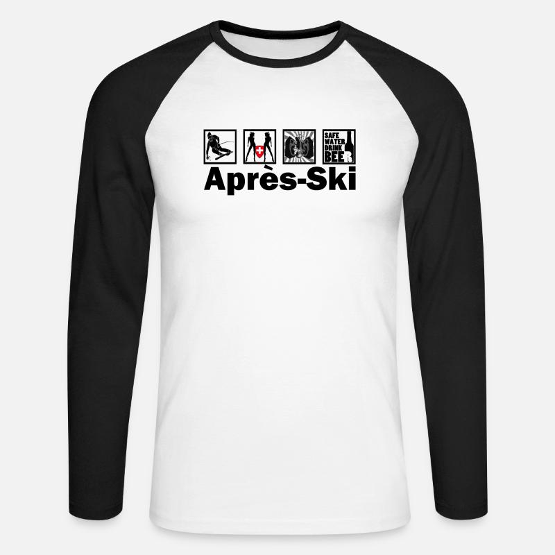 après-ski - Unisex Baseballshirt langarm - Weiß/Schwarz