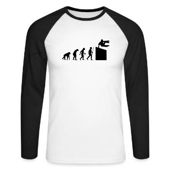 Evolution Parkour - Unisex Baseballshirt langarm - Weiß/Schwarz - Vorne - Nik (191cm)