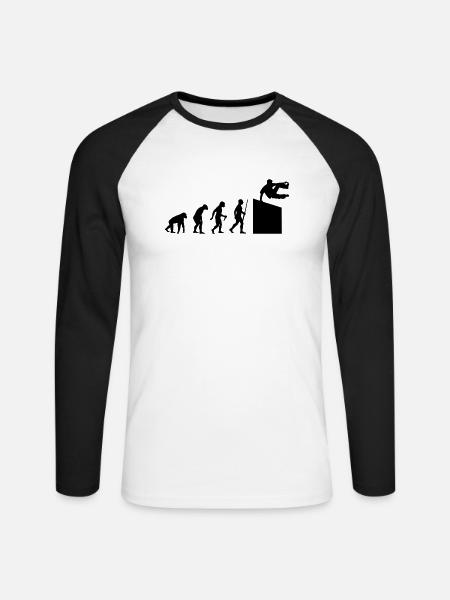 Evolution Parkour - Unisex Baseballshirt langarm - Weiß/Schwarz
