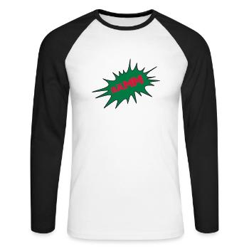 Baam, bulle, dessin animé, bande dessinée bulle de - T-shirt baseball manches longues Homme - blanc/noir - Devant - Nik (191cm)